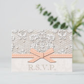 Peach  Lace RSVP Wedding Response Cards (Staand voorkant)