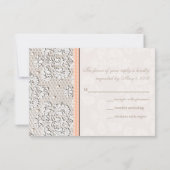 Peach  Lace RSVP Wedding Response Cards (Achterkant)