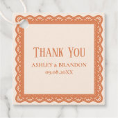 Peach Lace Square Wedding Thank You Bedankjes Labels (Voorkant)
