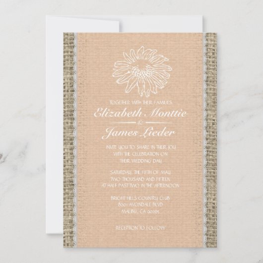 Peach Lace Wedding Invitations Kaart (Voorkant)