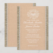 Peach Lace Wedding Invitations Kaart (Voorkant / Achterkant)