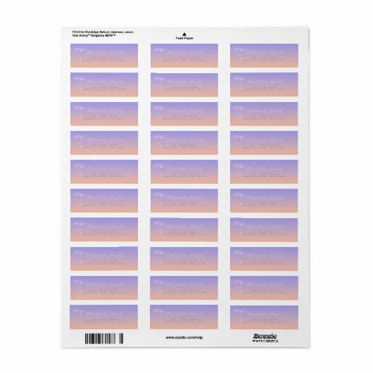 Peach Lavanda grijs Ombre paardenbloem adres Etiket (Full Sheet)
