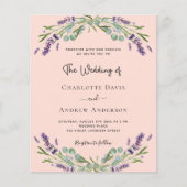 Peach lavendel QR RSVP budget bruiloft uitnodiging (Voorkant)