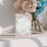 Peach & Lavender Floral Graduation Invite Kaart<br><div class="desc">Celebrate her achievement with this "Wildflower Garden" graduation invitation. Featuring a lush border of watercolor peach roses and lavender blossoms with soft sage greenery. This elegant, feminine design with delicate script is perfect for the Class of 2026. Ideal for spring or summer garden-themed graduation parties and high school or college...</div>
