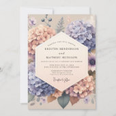 Peach Lavender Hydrangea Floral Wedding Kaart (Voorkant)
