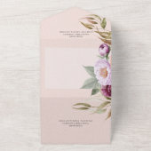 peach lavender & maroon Peonies Dinner All In One Uitnodiging (Buitenkant)