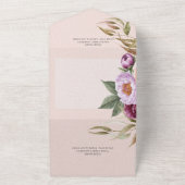 peach Lavender & maroon Peonies QR-code All In One Uitnodiging (Buitenkant)