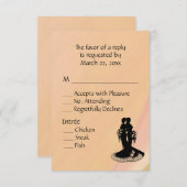 Peach Lesbian Wedding Menu Choice RSVP (Voorkant / Achterkant)