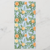 Peach Light Blue Peony & Roos Floral Wedding Menu (Achterkant)