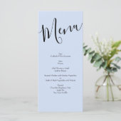 Peach Light Blue Peony & Roos Floral Wedding Menu (Staand voorkant)
