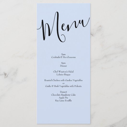 Peach Light Blue Peony & Roos Floral Wedding Menu (Voorkant)