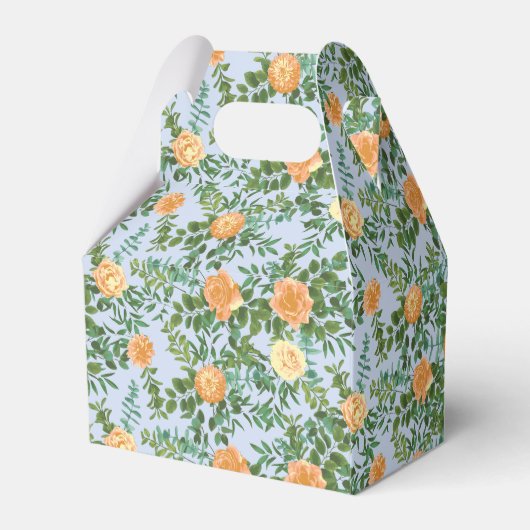 Peach Light Blue Wedding Rozen Floral Bedankdoosjes (Achterkant)