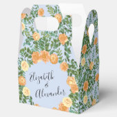 Peach Light Blue Wedding Rozen Floral Bedankdoosjes (Geopend)