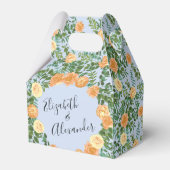 Peach Light Blue Wedding Rozen Floral Bedankdoosjes (Voorkant Zijde)