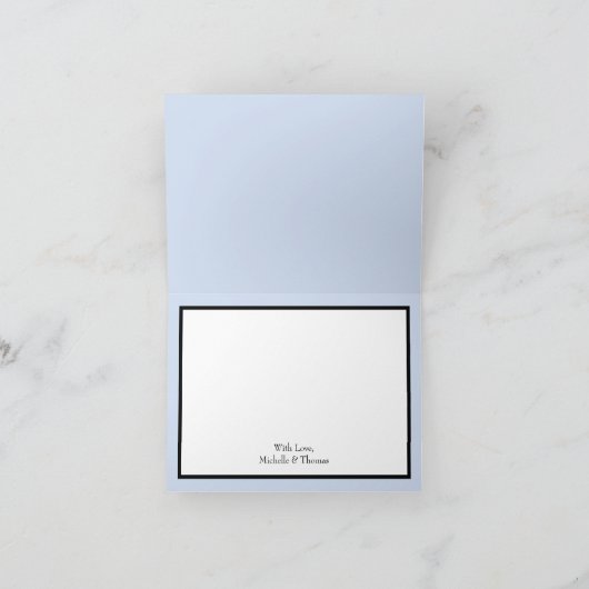 Peach Light Blue Wedding Rozen Floral Bedankkaart (Binnen)