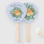 Peach Light Blue Wedding Rozen Floral Handwaaier (Voorkant en achterkant)