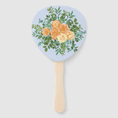 Peach Light Blue Wedding Rozen Floral Handwaaier (Achterkant)