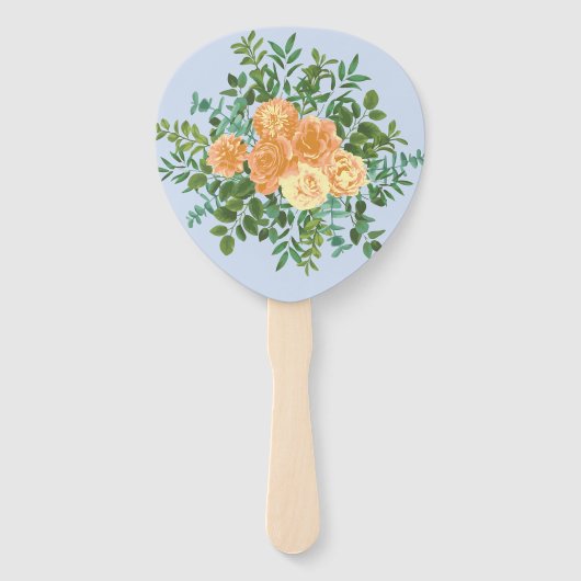 Peach Light Blue Wedding Rozen Floral Handwaaier (Achterkant)