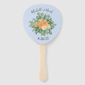 Peach Light Blue Wedding Rozen Floral Handwaaier (Voorkant)