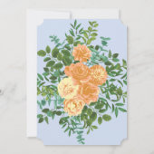 Peach Light Blue Wedding Rozen Floral Kaart (Achterkant)