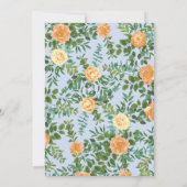Peach Light Blue Wedding Rozen Floral Kaart (Achterkant)