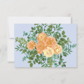 Peach Light Blue Wedding Rozen Floral Kaart (Achterkant)