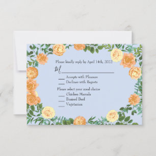 Peach Light Blue Wedding Rozen Floral Kaart