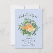 Peach Light Blue Wedding Rozen Floral Kaart (Voorkant)