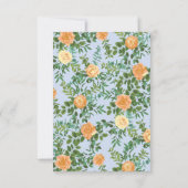 Peach Light Blue Wedding Rozen Floral Kaart (Achterkant)