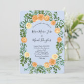 Peach Light Blue Wedding Rozen Floral Kaart (Staand voorkant)