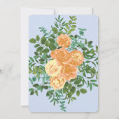 Peach Light Blue Wedding Rozen Floral Kaart (Achterkant)