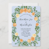 Peach Light Blue Wedding Rozen Floral Kaart (Voorkant)