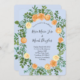 Peach Light Blue Wedding Rozen Floral Kaart