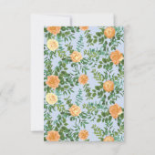 Peach Light Blue Wedding Rozen Floral Kaart (Achterkant)
