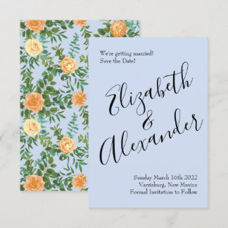 Peach Light Blue Wedding Rozen Floral Kaart