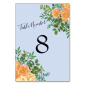 Peach Light Blue Wedding Rozen Floral Kaart (Achterkant)