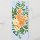 Peach Light Blue Wedding Rozen Floral Menu (Achterkant)