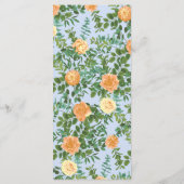 Peach Light Blue Wedding Rozen Floral Menu (Achterkant)