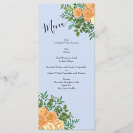 Peach Light Blue Wedding Rozen Floral Menu