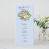 Peach Light Blue Wedding Rozen Floral Menu (Staand voorkant)