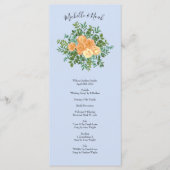 Peach Light Blue Wedding Rozen Floral Menu (Voorkant)