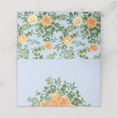 Peach Light Blue Wedding Rozen Floral Plaatskaartje (Buitenkant ongevouwen)