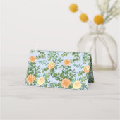 Peach Light Blue Wedding Rozen Floral Plaatskaartje (Achterkant)