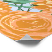 Peach Light Blue Wedding Rozen Floral Poster (Hoek)