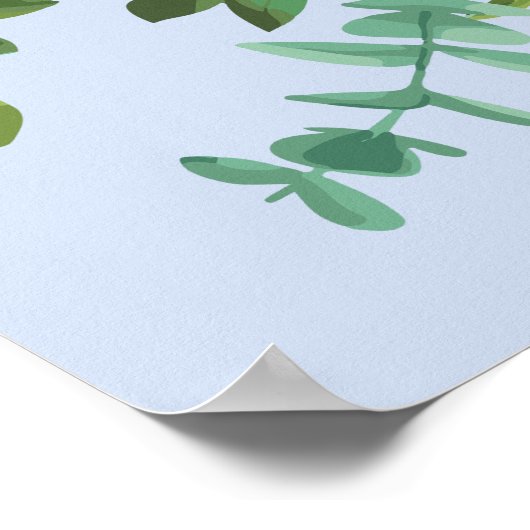 Peach Light Blue Wedding Rozen Floral Poster (Hoek)