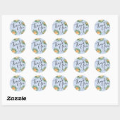 Peach Light Blue Wedding Rozen Floral Ronde Sticker (Vel)
