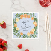 Peach Light Blue Wedding Rozen Floral Servet (Insitu)