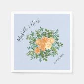 Peach Light Blue Wedding Rozen Floral Servet (Voorkant)