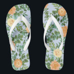 Peach Light Blue Wedding Rozen Floral Teenslippers<br><div class="desc">Mooie perzikrozen op lichtblauw bruiloft collectie zijn geweldig voor een unieke elegante zachte pastellentbruiloft.</div>