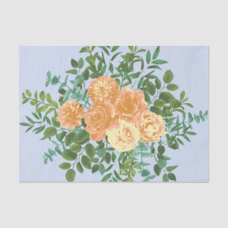 Peach Light Blue Wedding Rozen Floral Tissuepapier